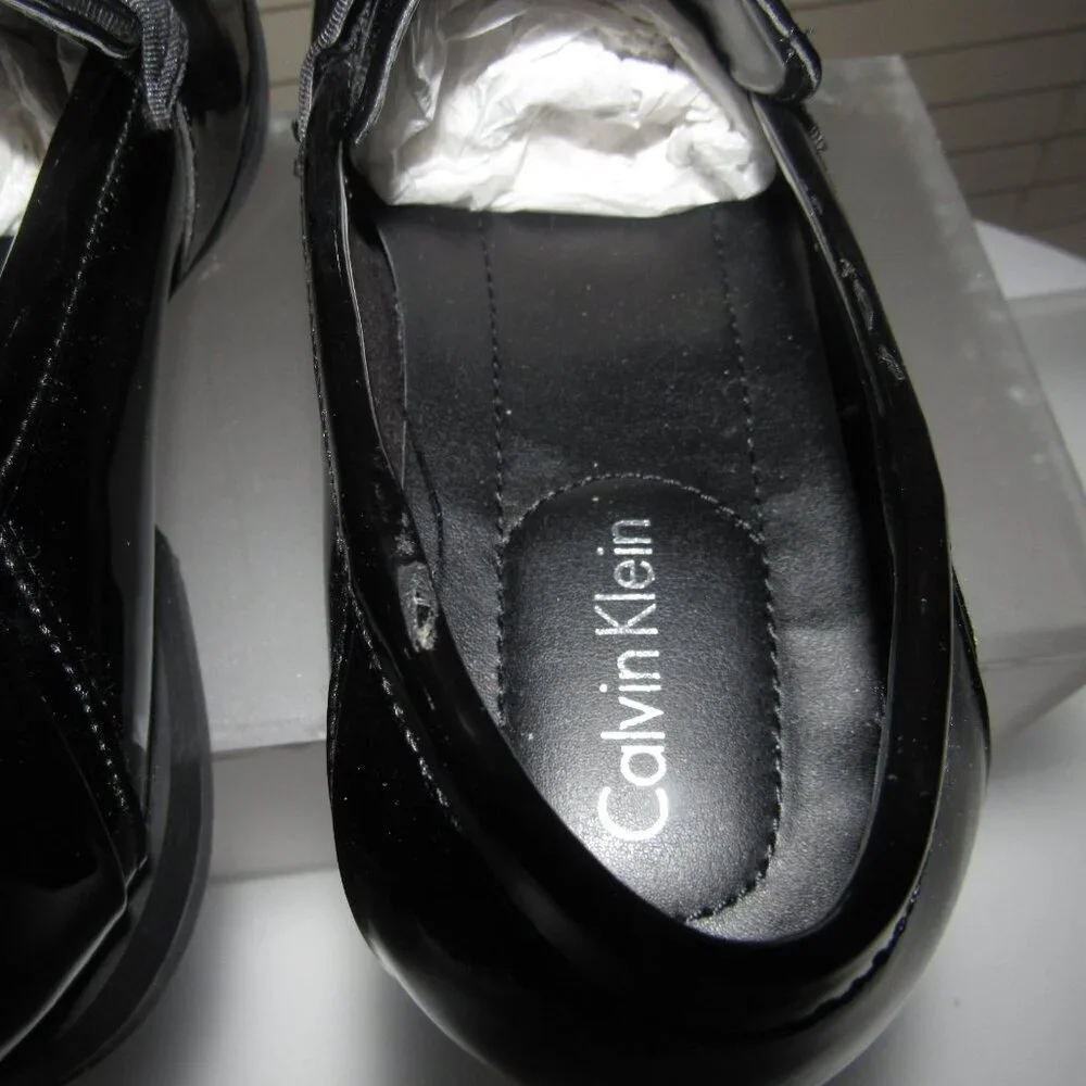 Calvin Klein Bernard Black Patent Loafers | Formal Slip-On Dress Shoes Size 9M